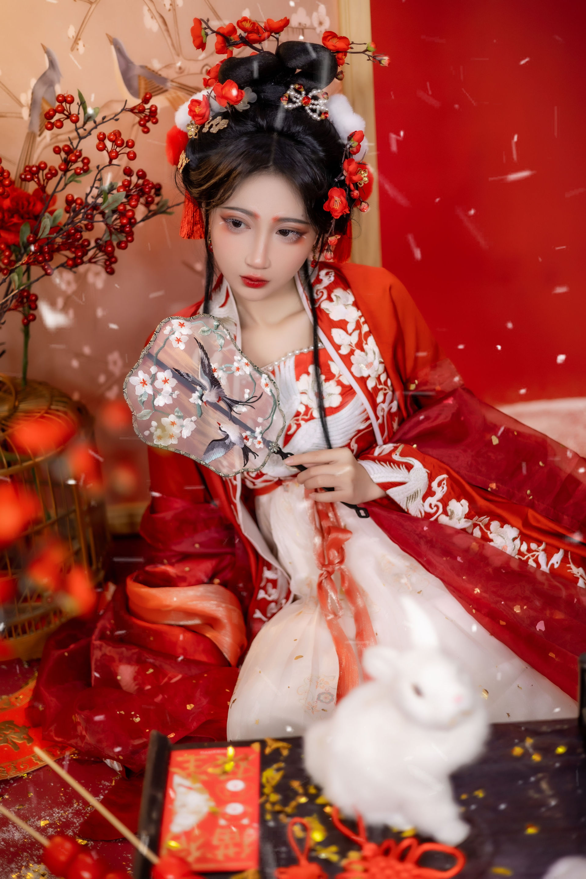 阳春白雪 古典 红色 中国风 美人 美图