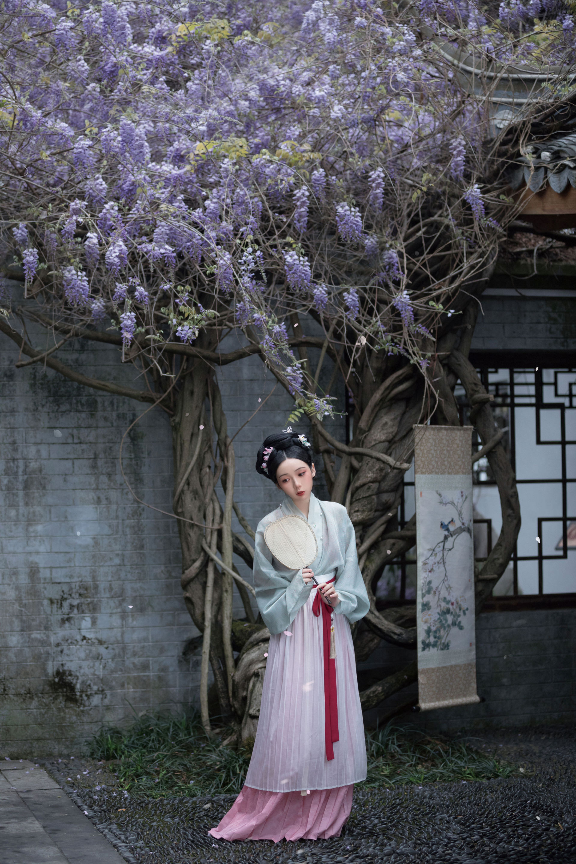 潭上紫藤 古装 汉服 美人 模特 意境 美图 中国风 养眼 艺术