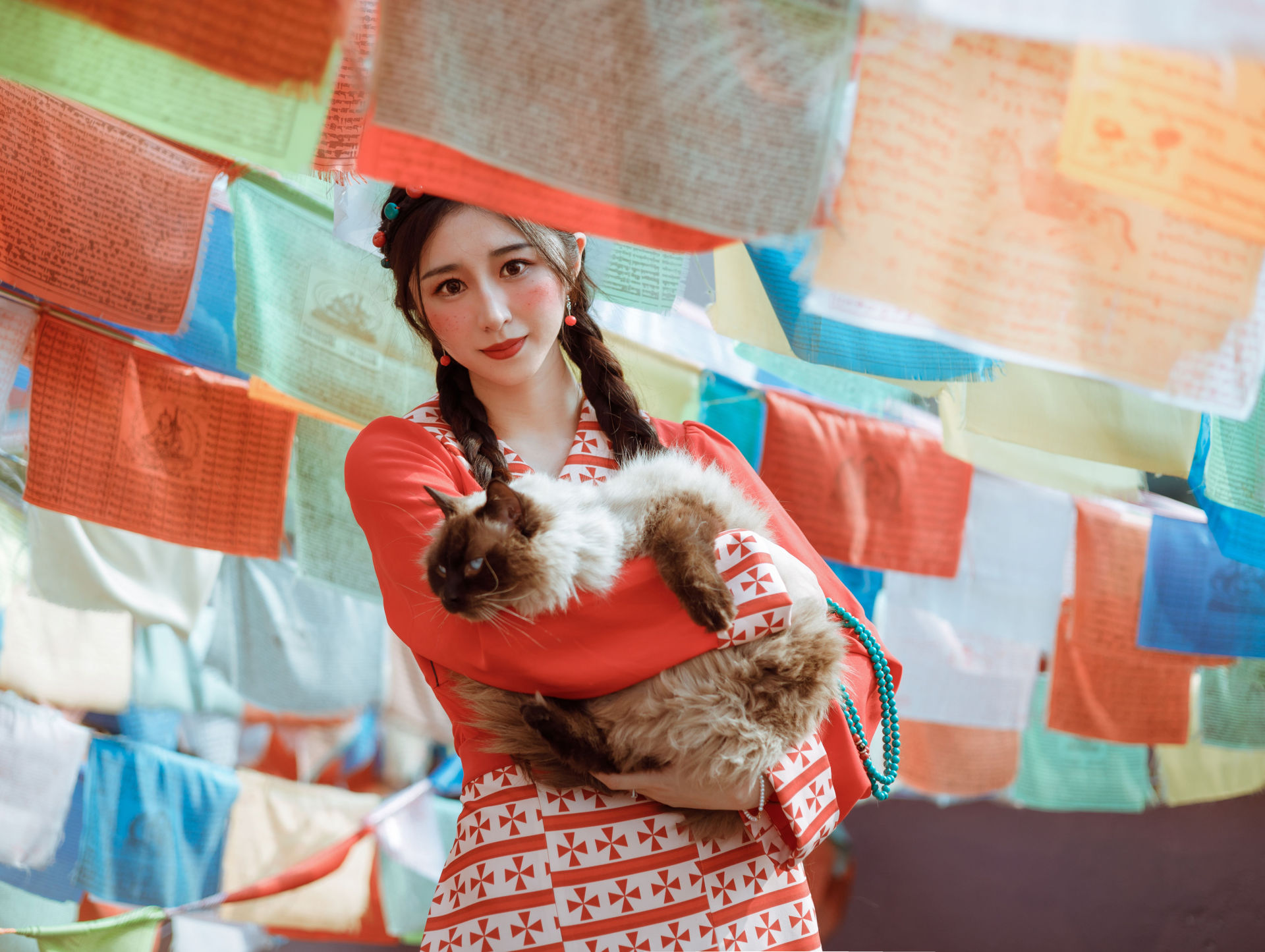藏族公主 写真 民族风 红色 少女 精美