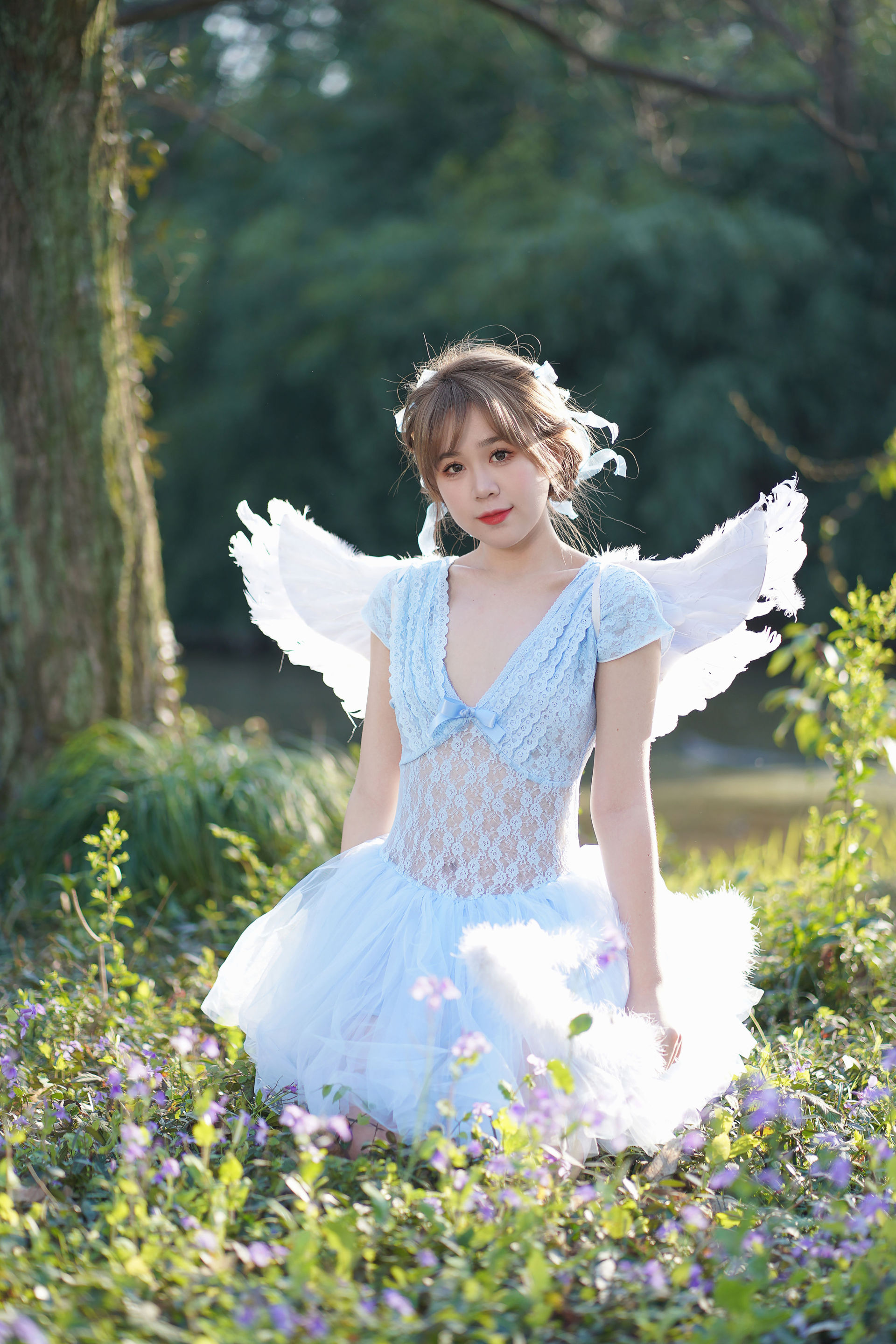 蓝色小天使 森系 小仙女 可爱 天使 写真