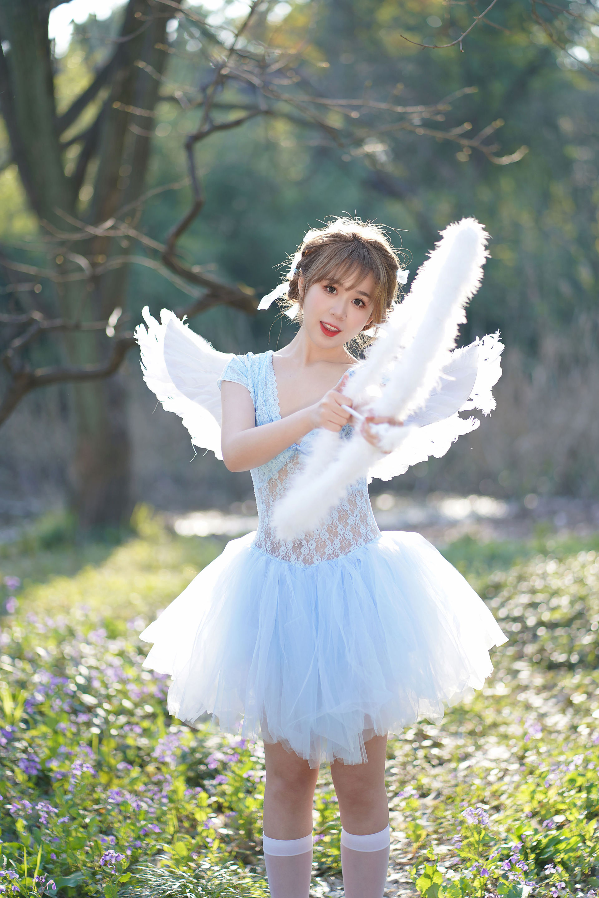 蓝色小天使 森系 小仙女 可爱 天使 写真
